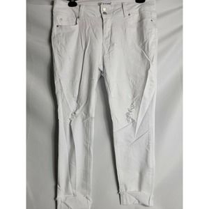 Blue Savvy Jeans Womens 16 Skinny White Distressed Denim Stretch Pants Ladies